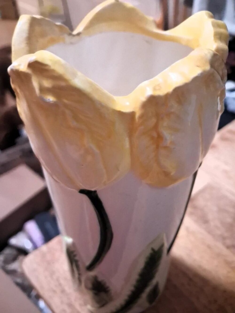 1987 Hand Painted By Mann Yellow Tulip Ceramic Vase - Perfect For Spring